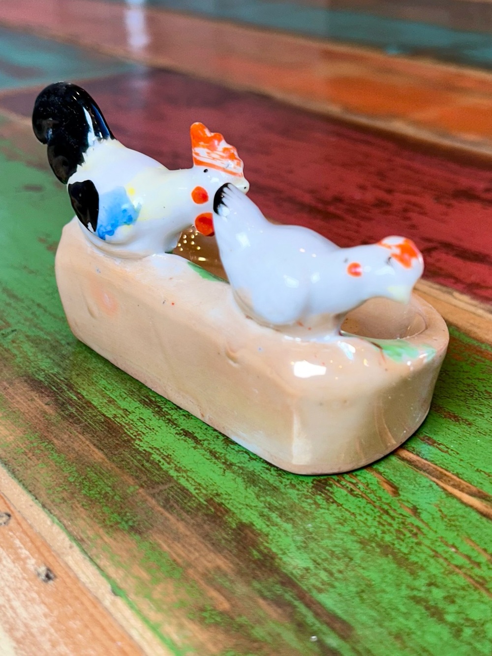 Retro 50s Japan Lusterware Rooster Chicken Tray Lover Come Back To Me - Picture 5 of 16